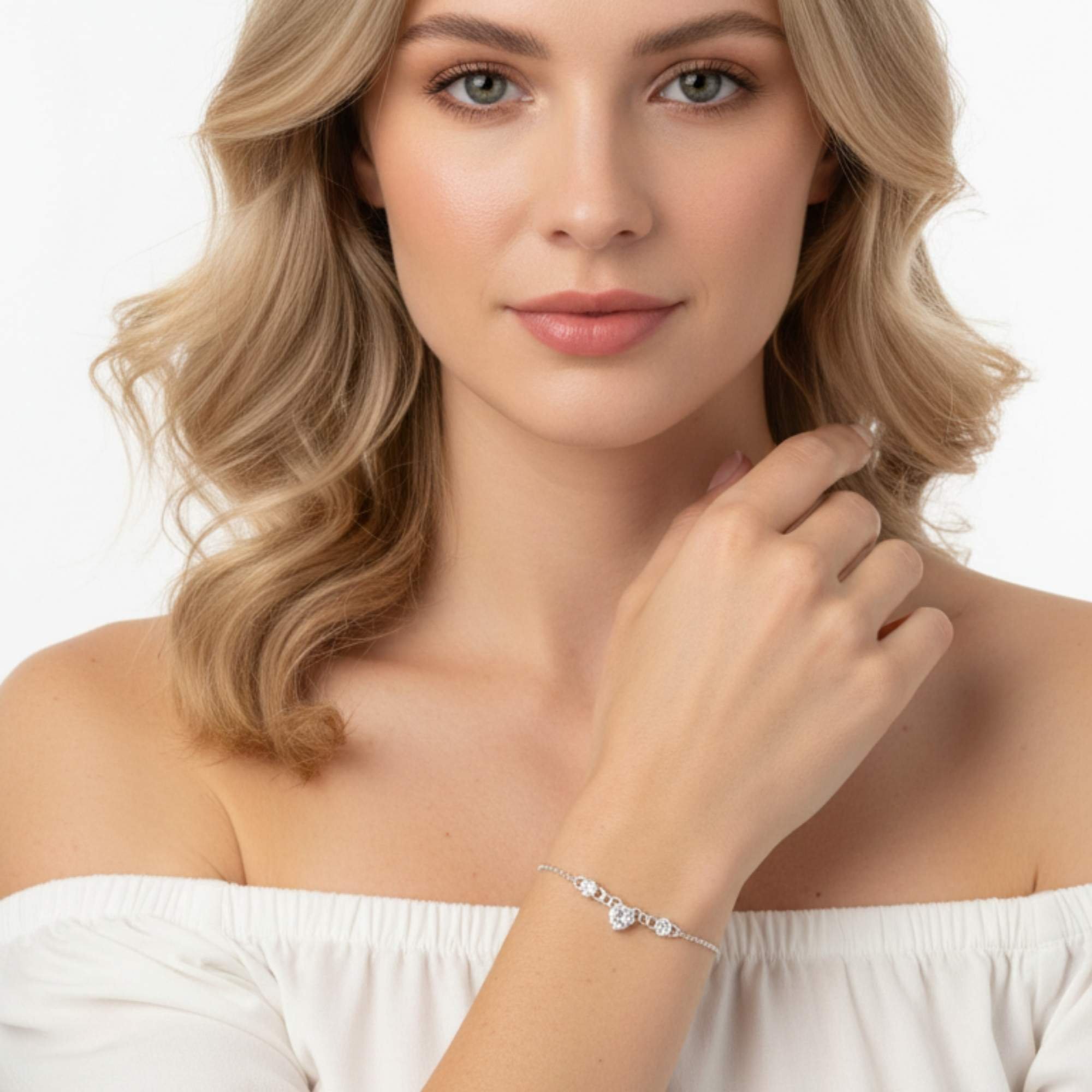 Pulseira Coração e Ponto de Luz - Banhada em prata 925 Prata 2