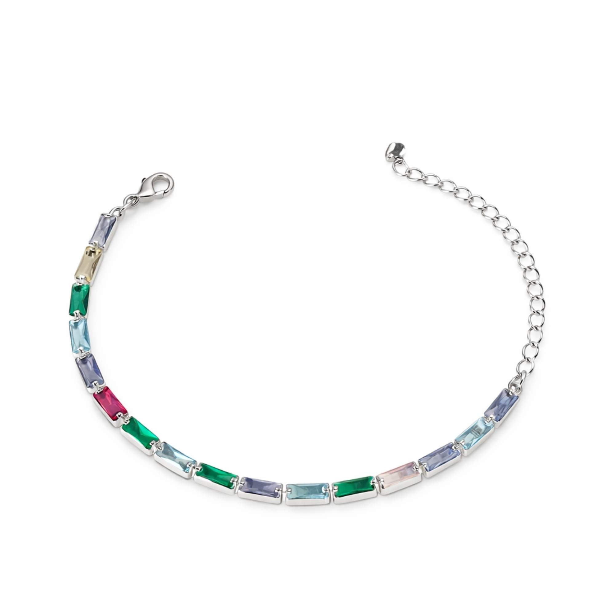 Pulseira Pedras Coloridas - Banhada em prata 925