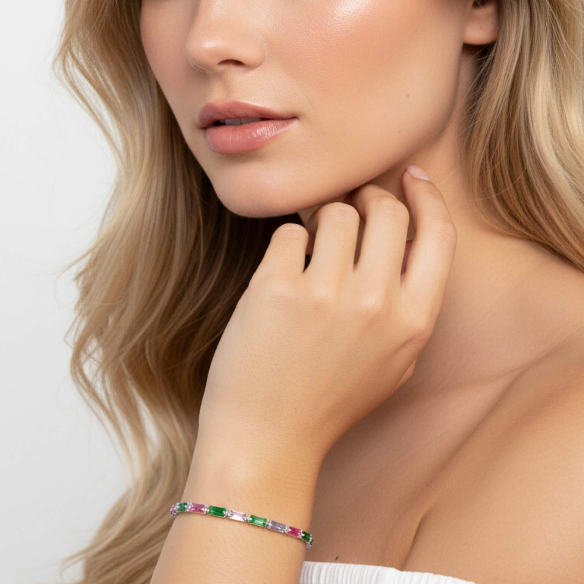 Pulseira Pedras Coloridas - Banhada em prata 925 Prata 2