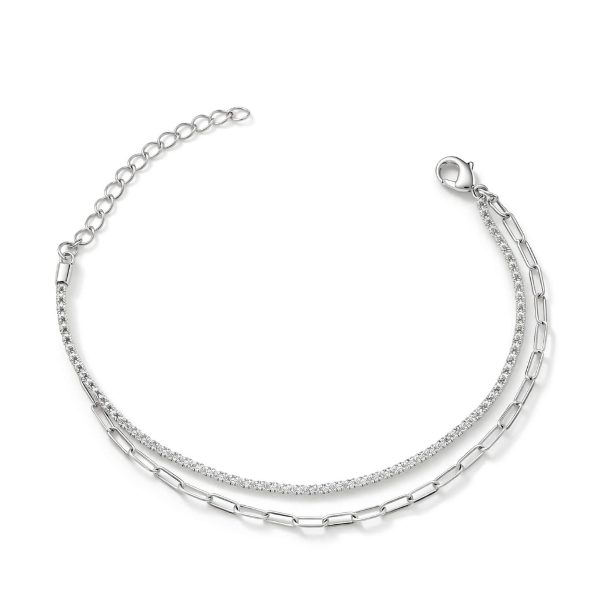 Pulseira Feminina Dupla - Banhada em prata 925