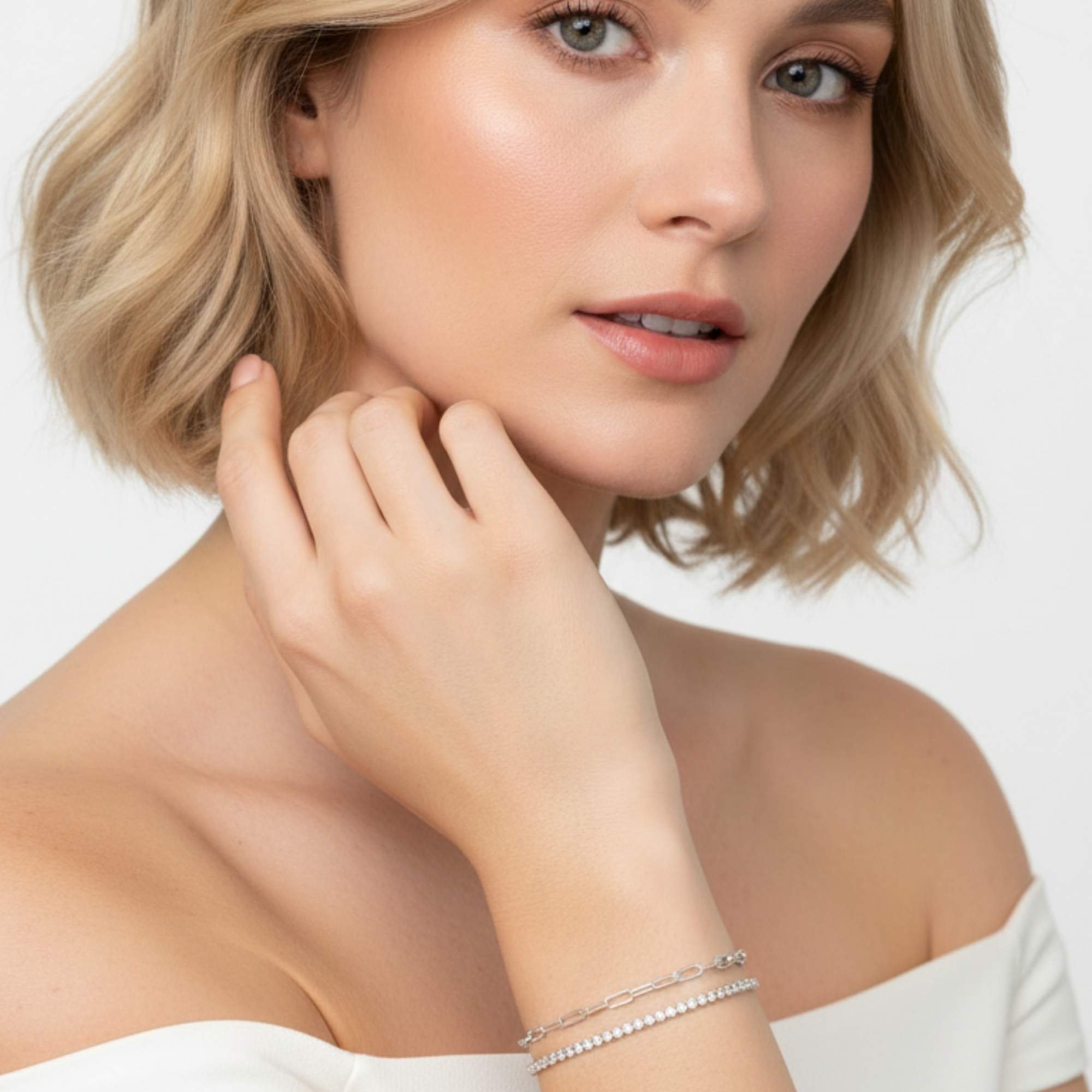 Pulseira Feminina Dupla - Banhada em prata 925 Prata 2