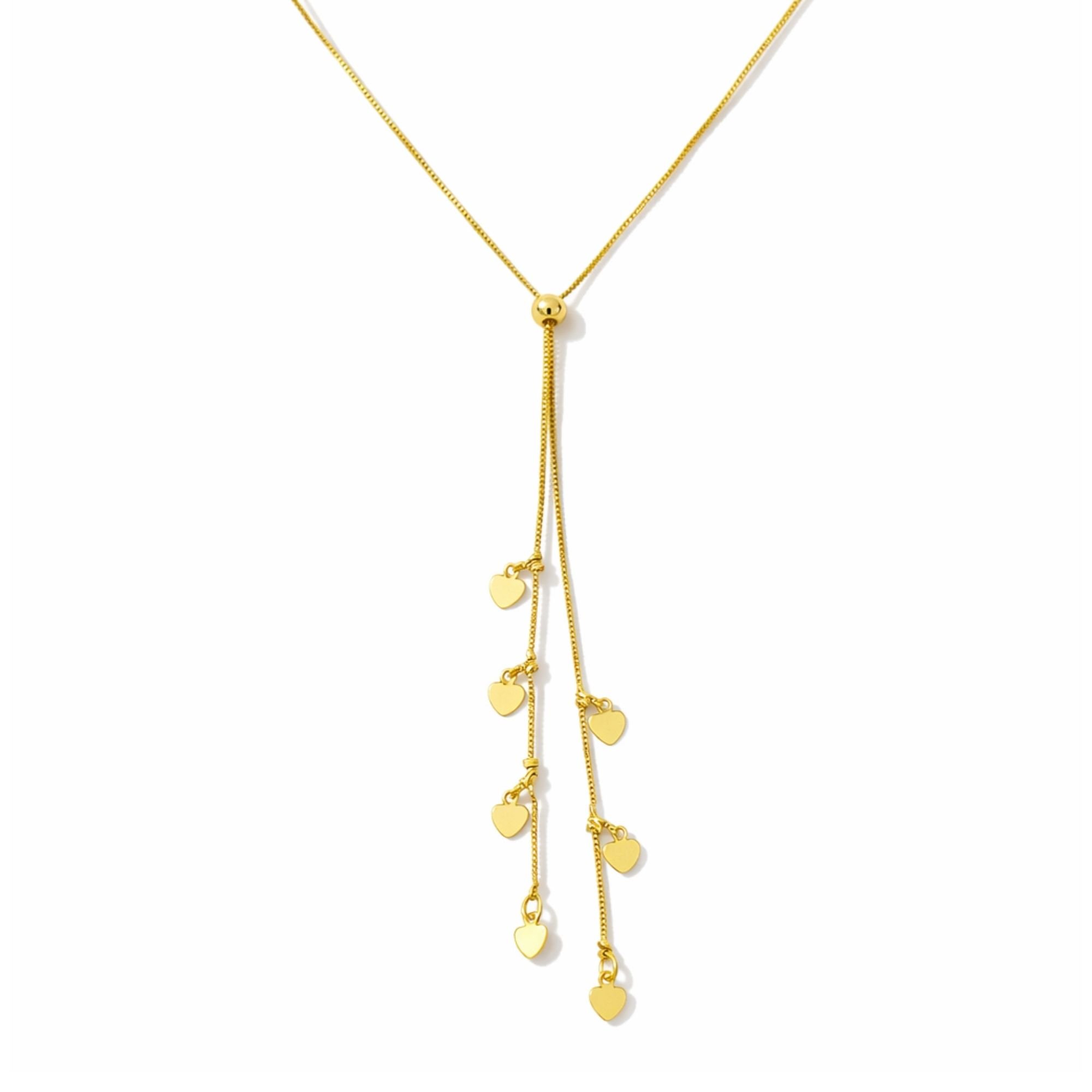 Colar Gravatinha Corações - Banhado em Ouro 18k