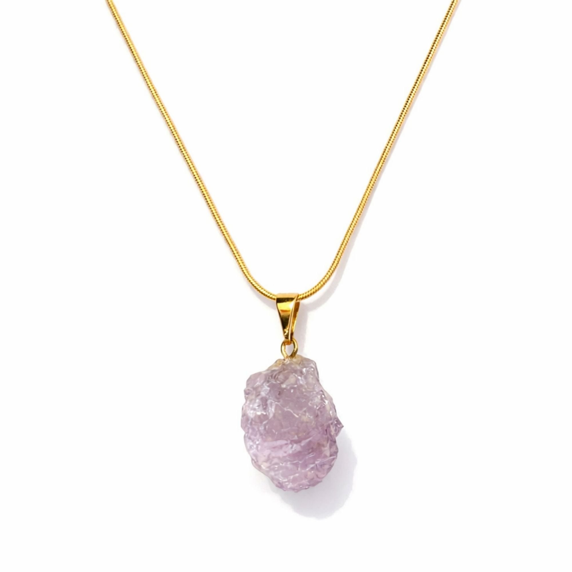 Colar Feminino Pedra Ametista - Banhado em Ouro 18k