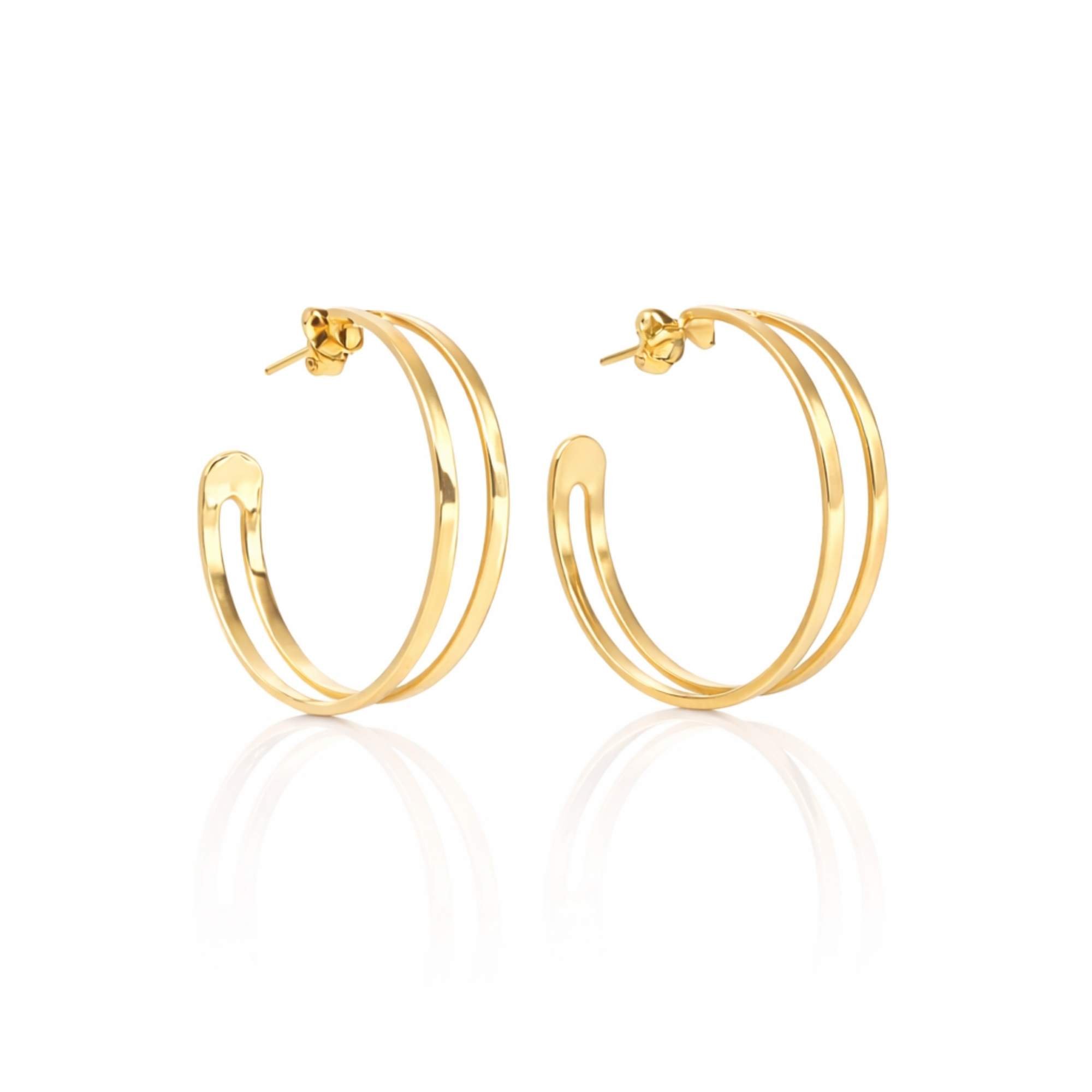 Argola Dupla Dourada - Banhada em Ouro 18k