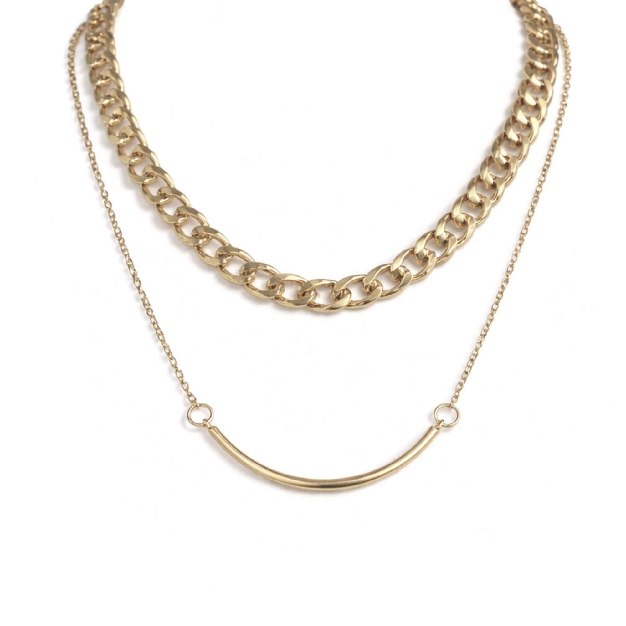 Colar Feminino Duplo - Banhado em Ouro 18k