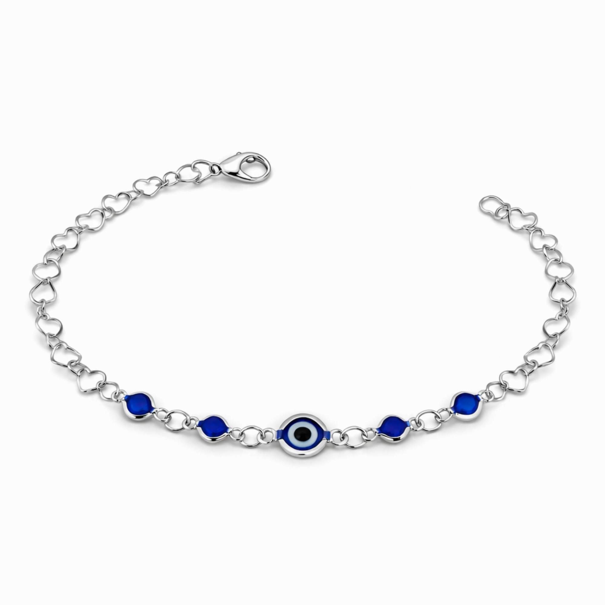 Pulseira Feminina Olho Grego - Banhada em prata 925