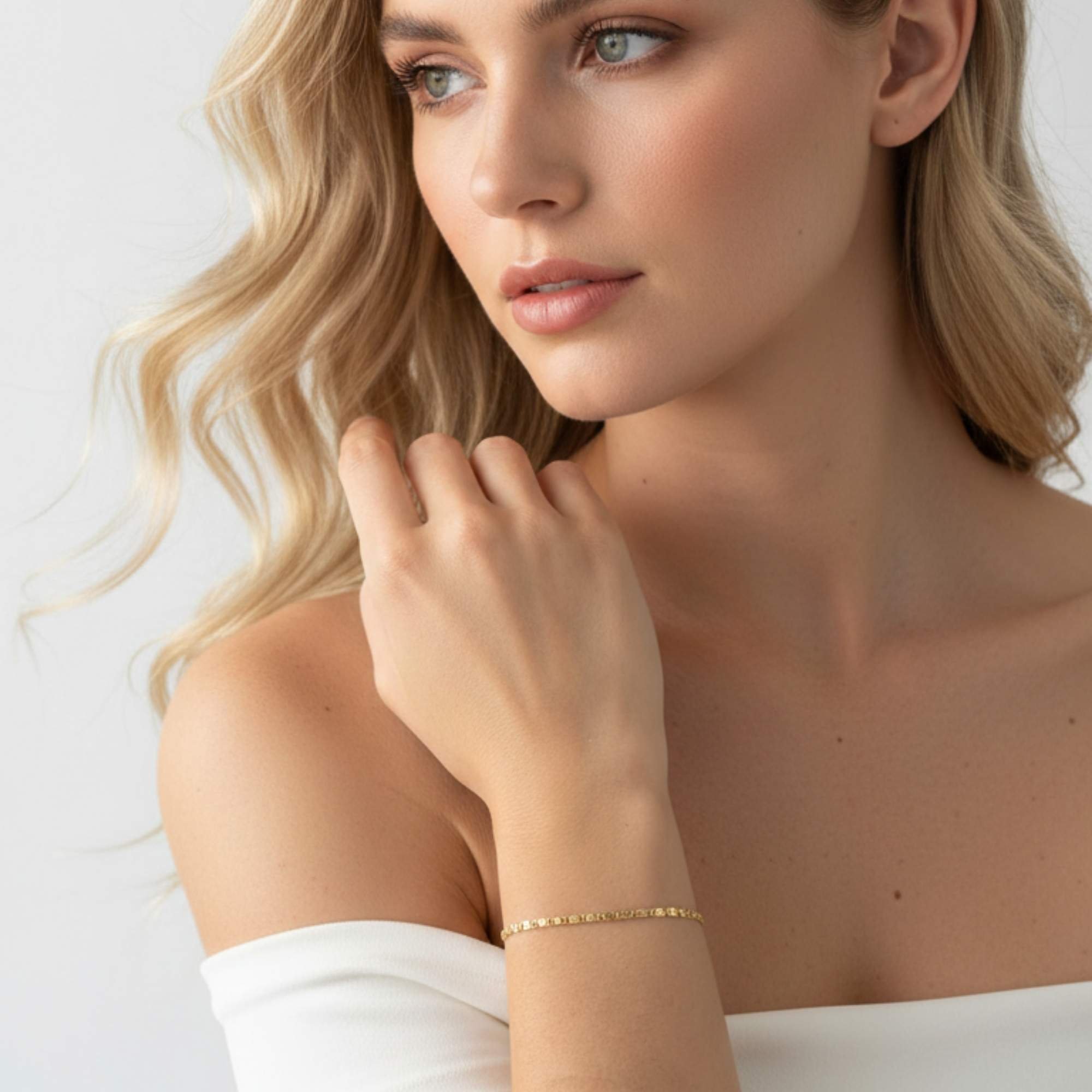 Pulseira Feminina Piastrine Trabalhada - Banhada em Ouro 18k Dourado 2