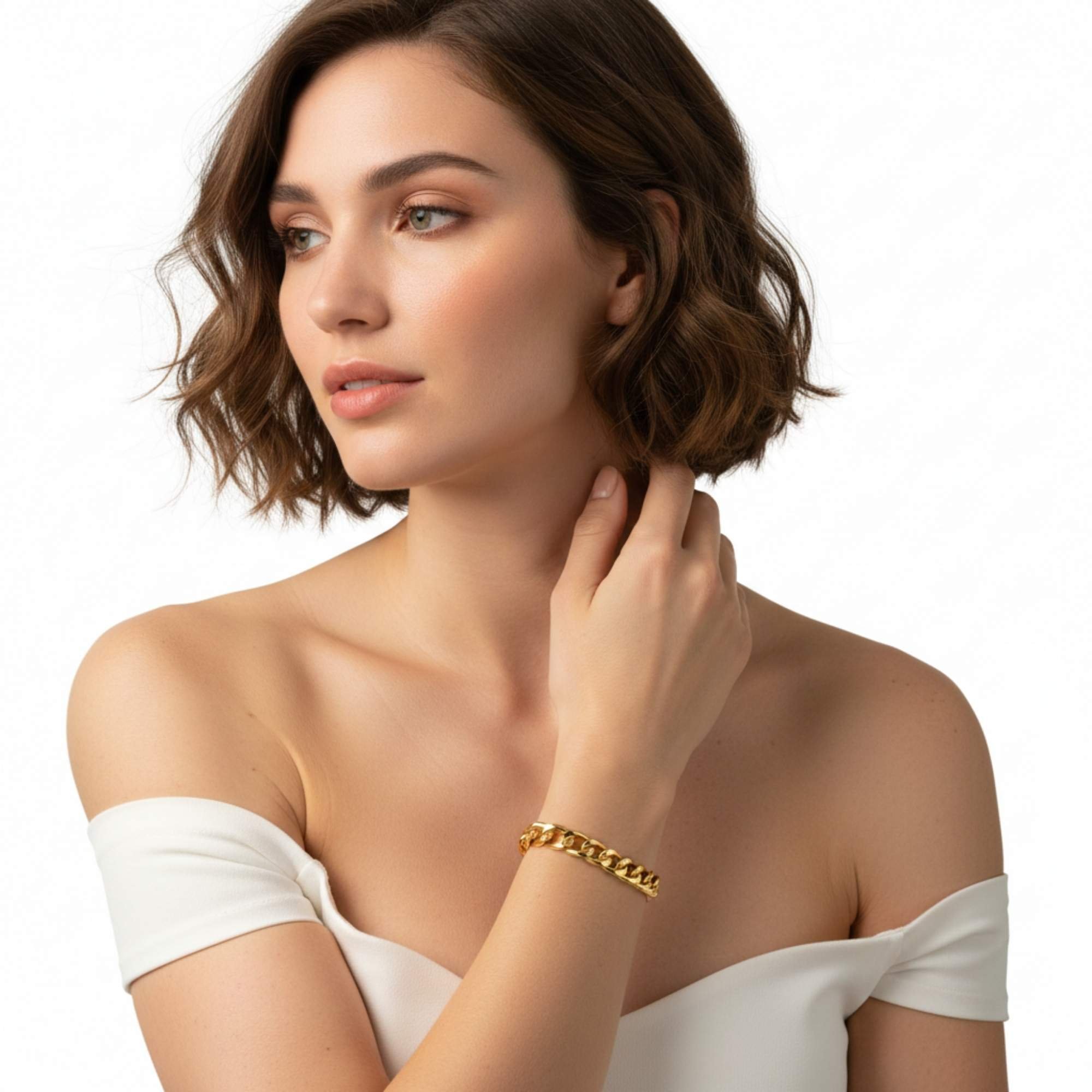 Pulseira Feminina Grumet 10 mm - Banhada em Ouro 18k Dourado 2