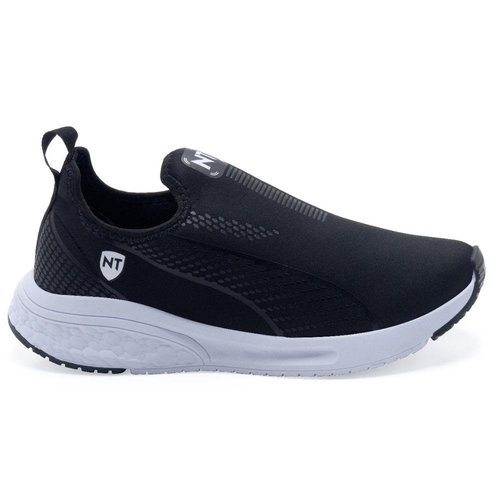Tênis Feminino Esporte Calce Fácil Caminhada Moderno Preto 1