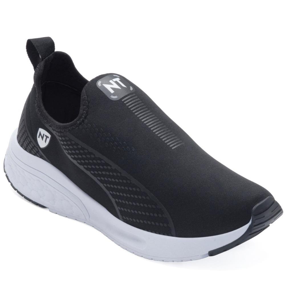 Tênis Feminino Esporte Calce Fácil Caminhada Moderno Preto 4