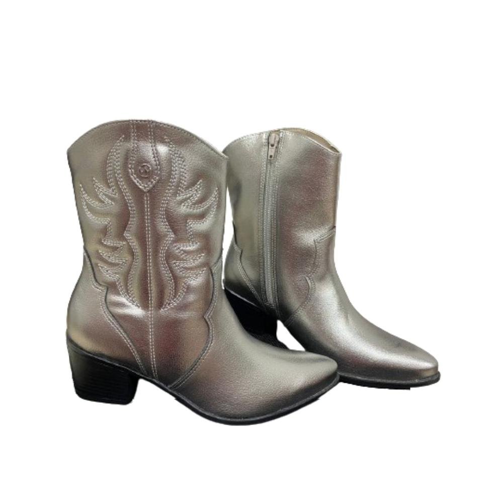 BOTA VIA MARTE COUNTRY BORDADO REF:23-1105 FEMININO Prata 5