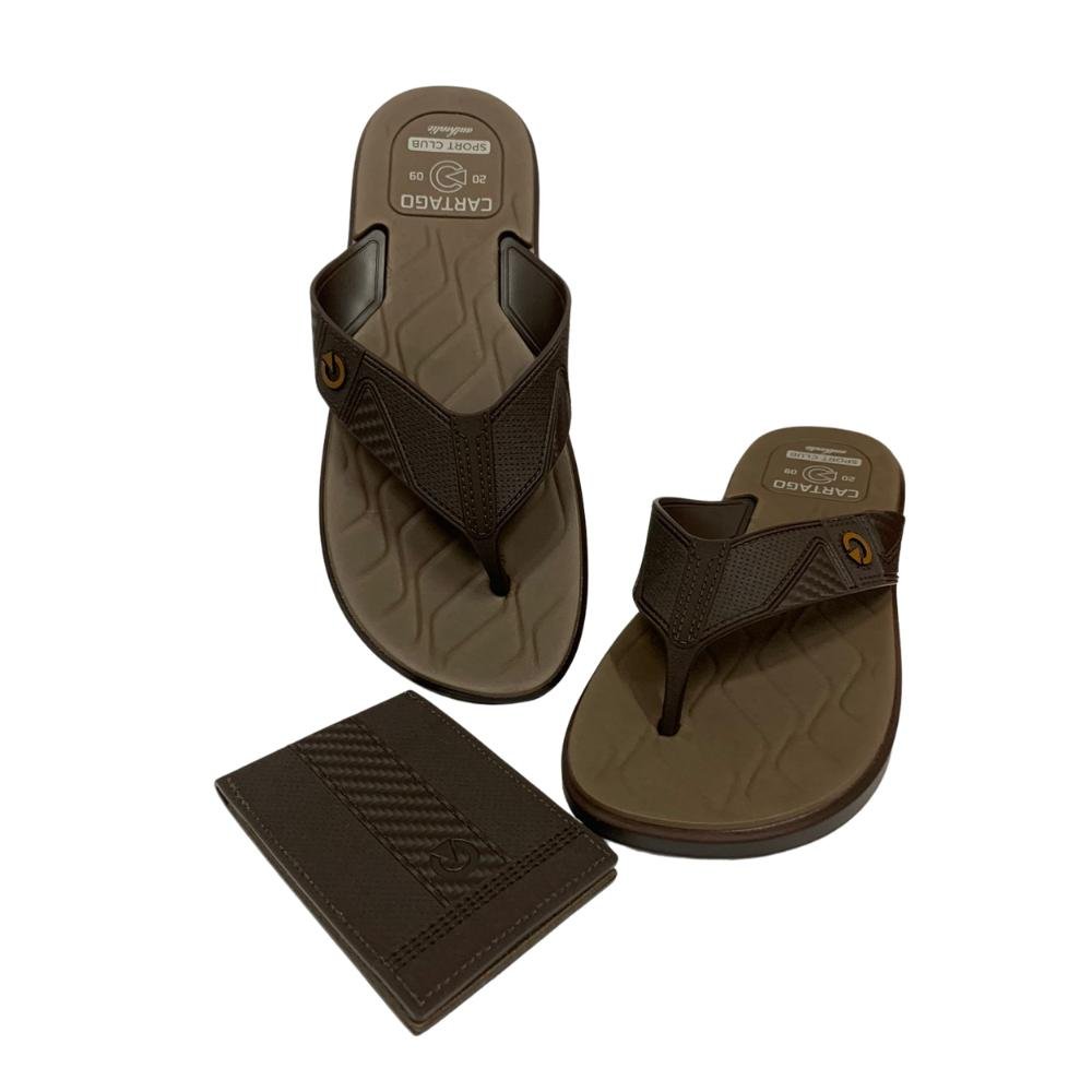 CHINELO CARTAGO CASA BLANCA KIT C/ CARTEIRA REF: 12402 MASCULINO Marrom 3