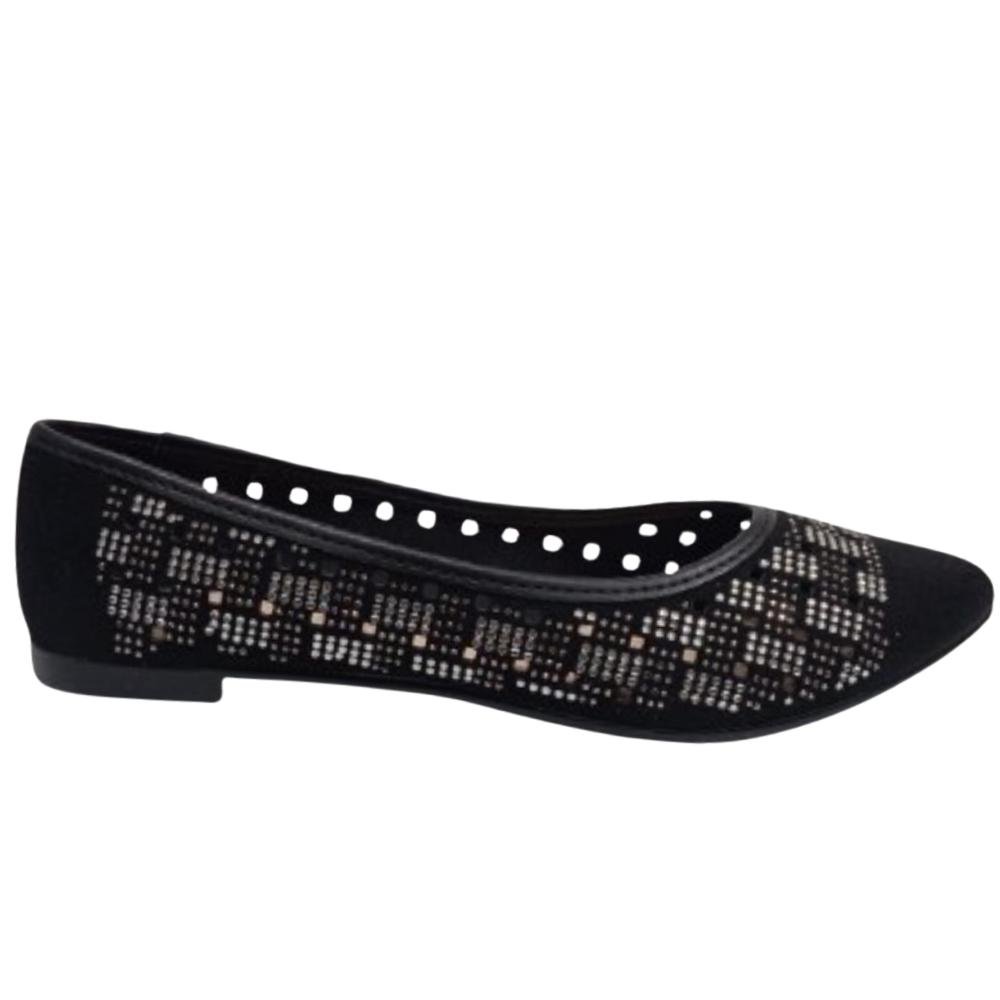 SAPATILHA MOLECA BICO FINO REF: 5811.103 FEMININO Preto/Cristal 1