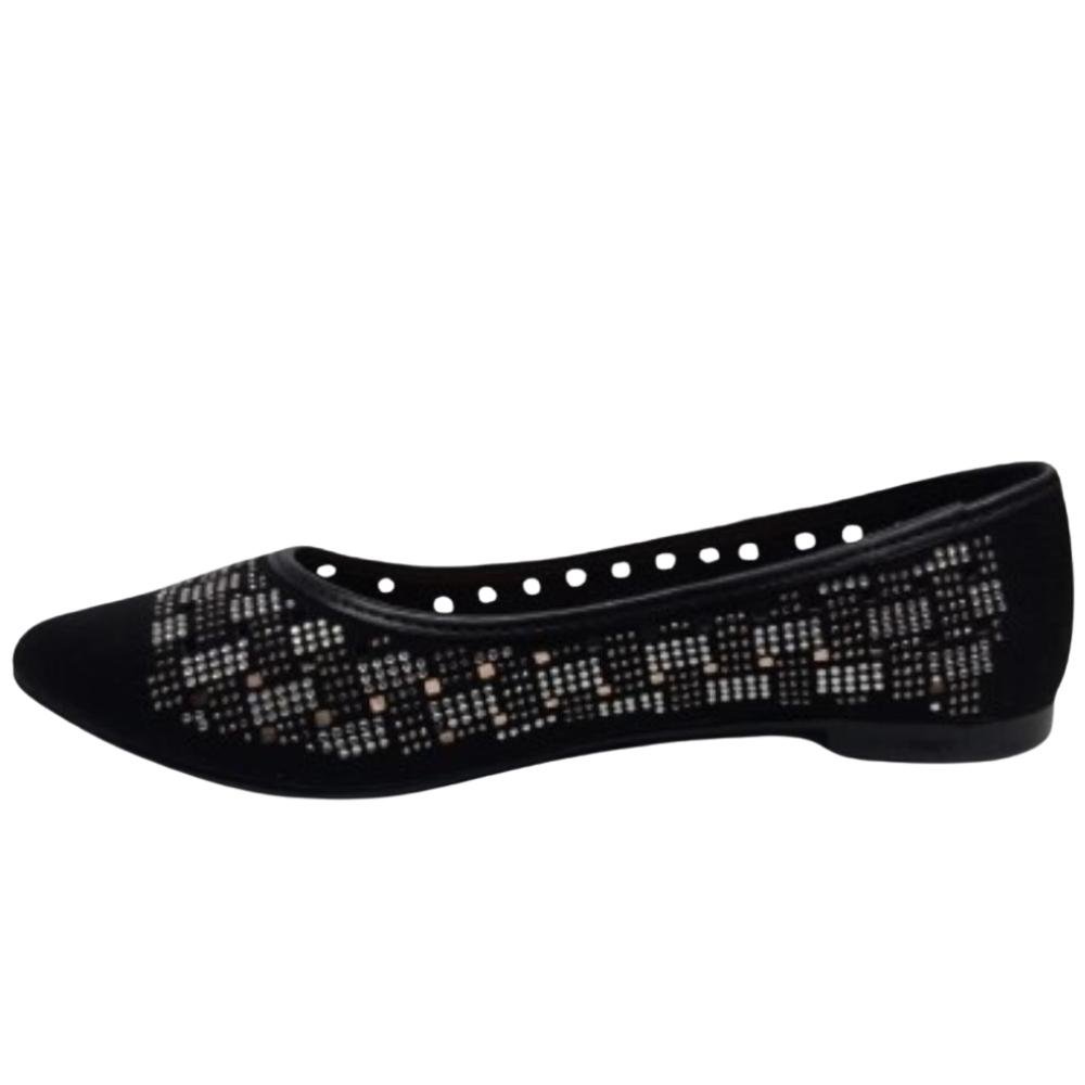 SAPATILHA MOLECA BICO FINO REF: 5811.103 FEMININO Preto/Cristal 2