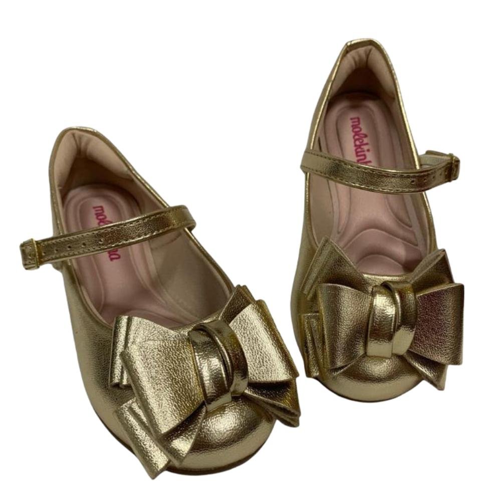 SAPATO MOLEKINHA COM LAÇO REF: 2083.1122 MENINA Dourado 3