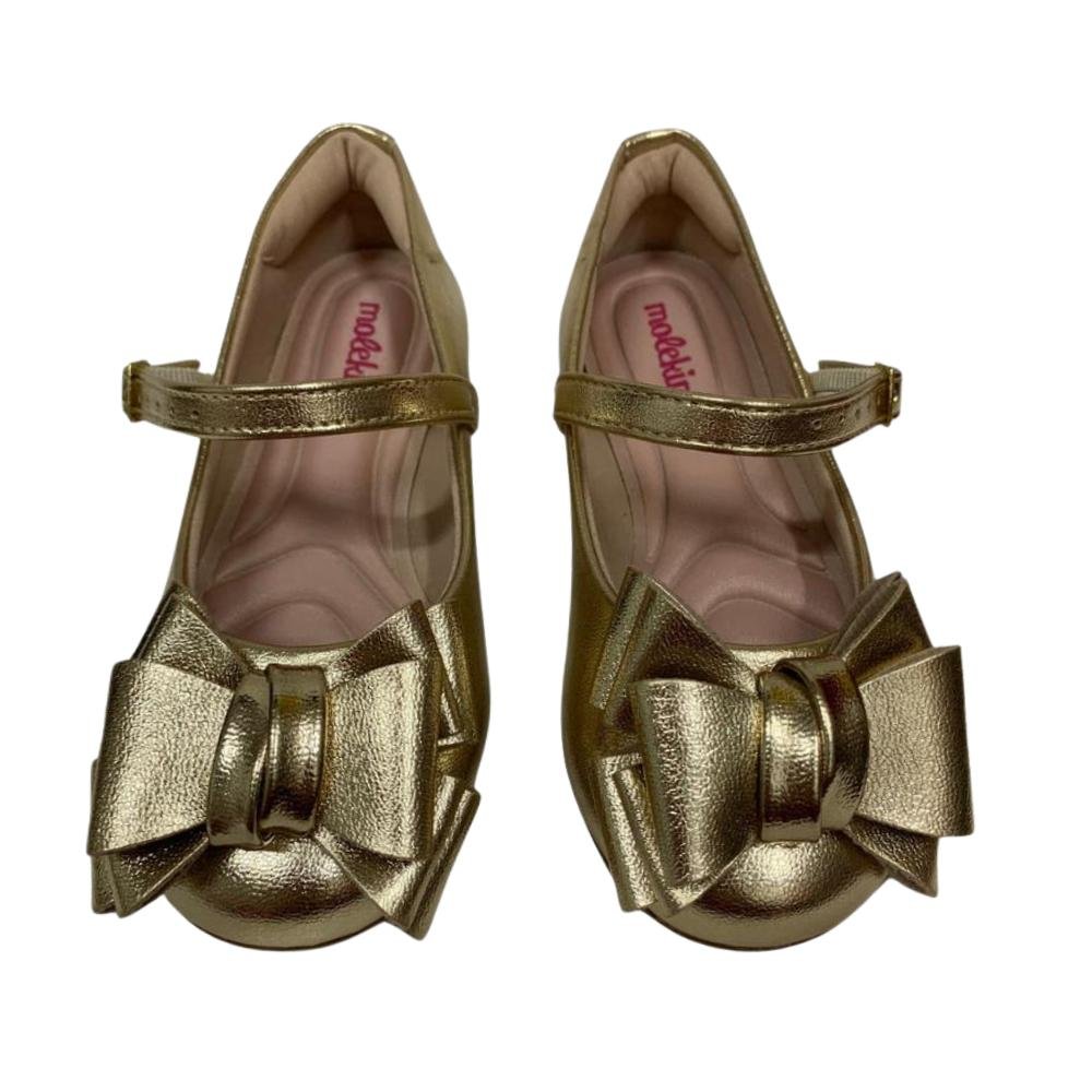 SAPATO MOLEKINHA COM LAÇO REF: 2083.1122 MENINA Dourado 4