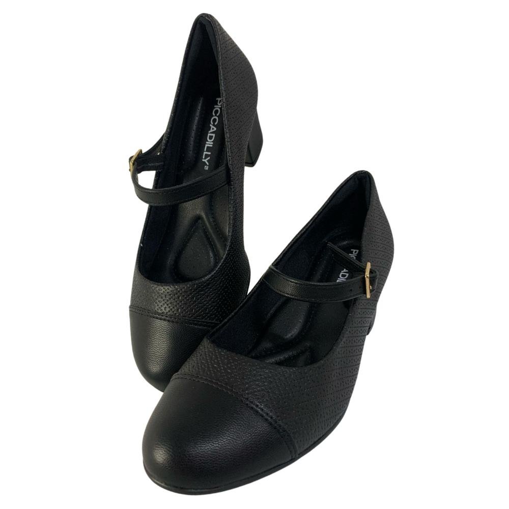 SAPATO PICCADILLY SALTO BAIXO REF: 110186 FEMININO Preto 3