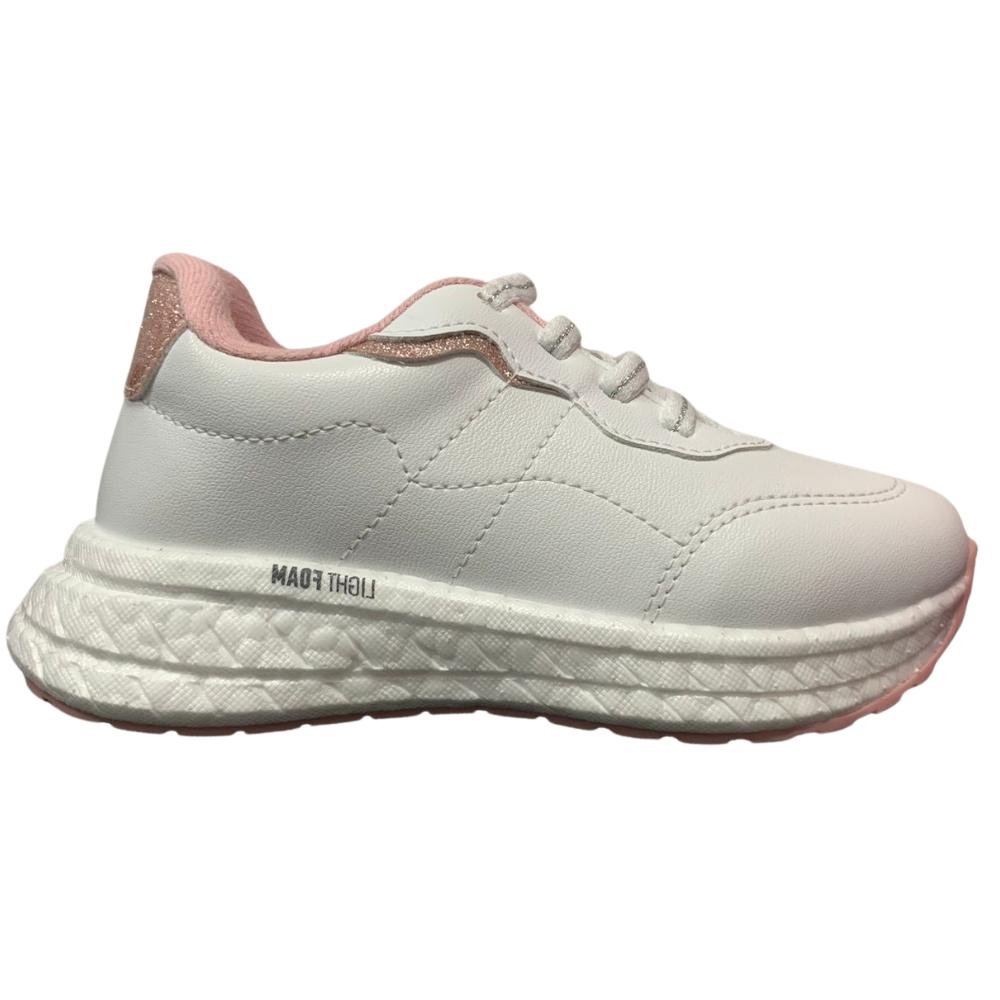 TÊNIS MOLEKINHA CADARÇO ELÁSTICO REF: MENINA Branco/Rosa