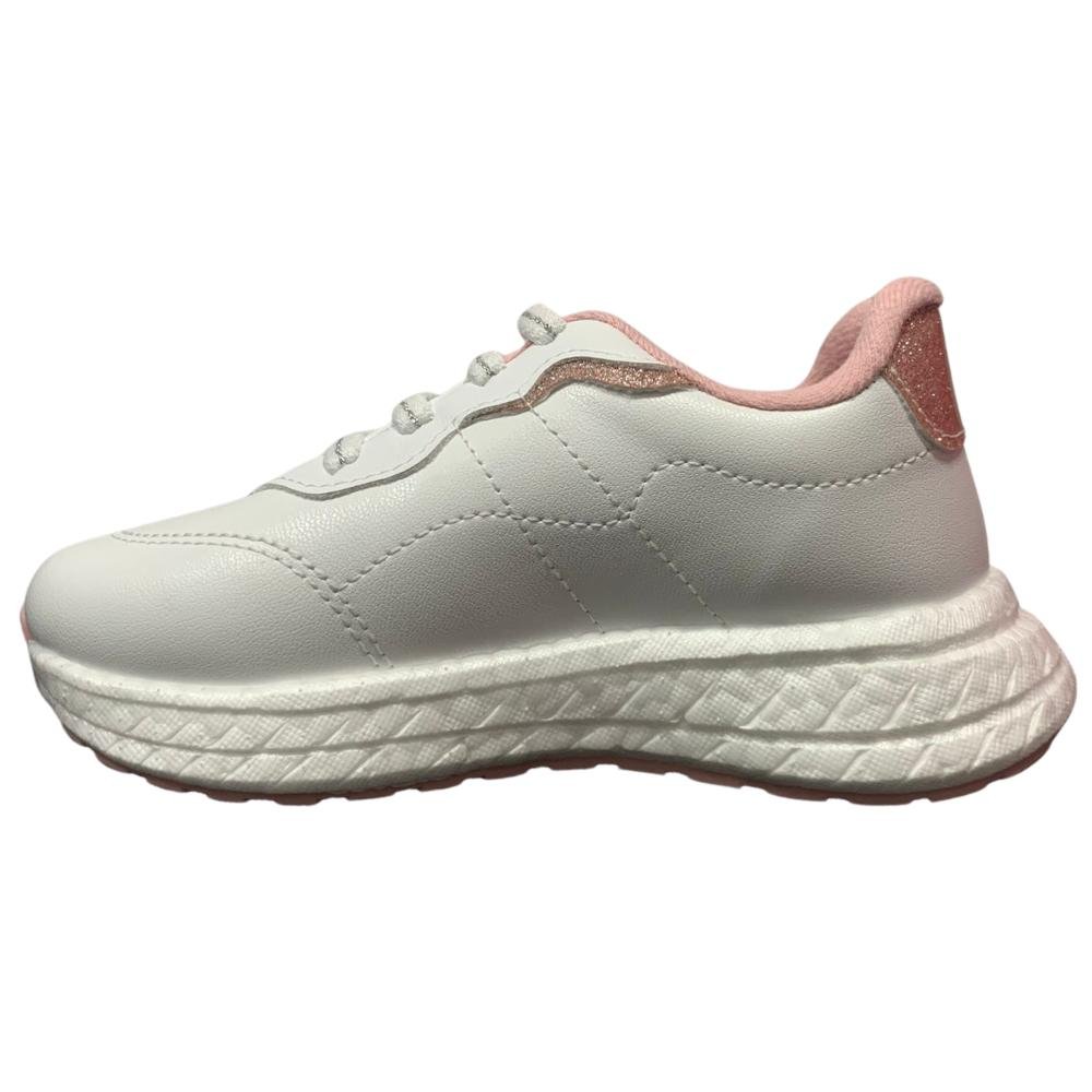 TÊNIS MOLEKINHA CADARÇO ELÁSTICO REF: 2580.102 MENINA Branco/Rosa 2