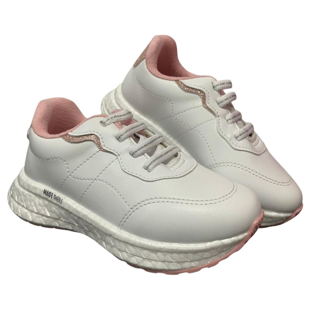 TÊNIS MOLEKINHA CADARÇO ELÁSTICO REF: 2580.102 MENINA Branco/Rosa 3