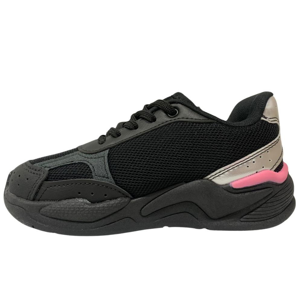 TÊNIS KIDY K 360 RETRO CADARÇO REF: 4551002 MENINA Preto/Rosa/Prata 2