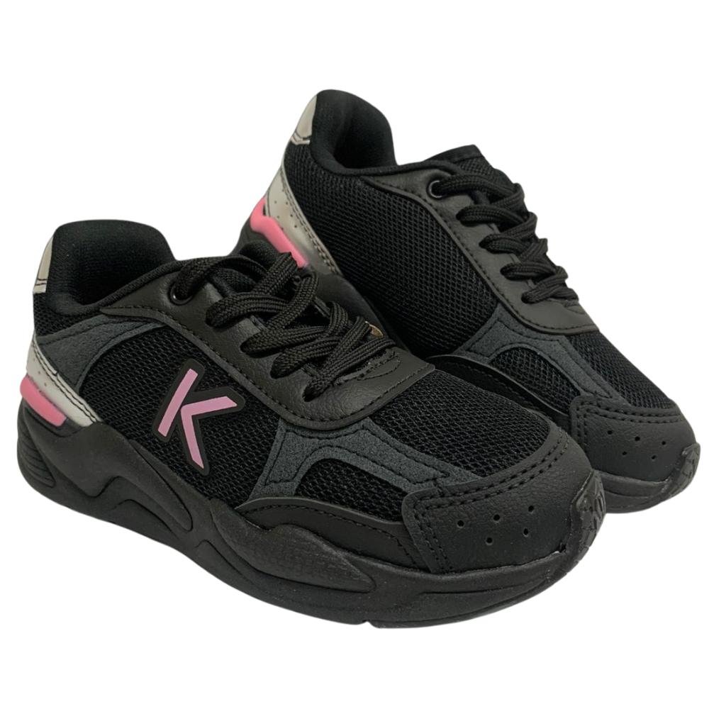 TÊNIS KIDY K 360 RETRO CADARÇO REF: 4551002 MENINA Preto/Rosa/Prata 3