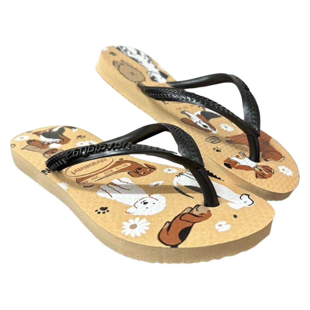 CHINELO HAVAIANAS SLIN PETS REF:7009067 MENINA Dourado/Preto/Branco 3