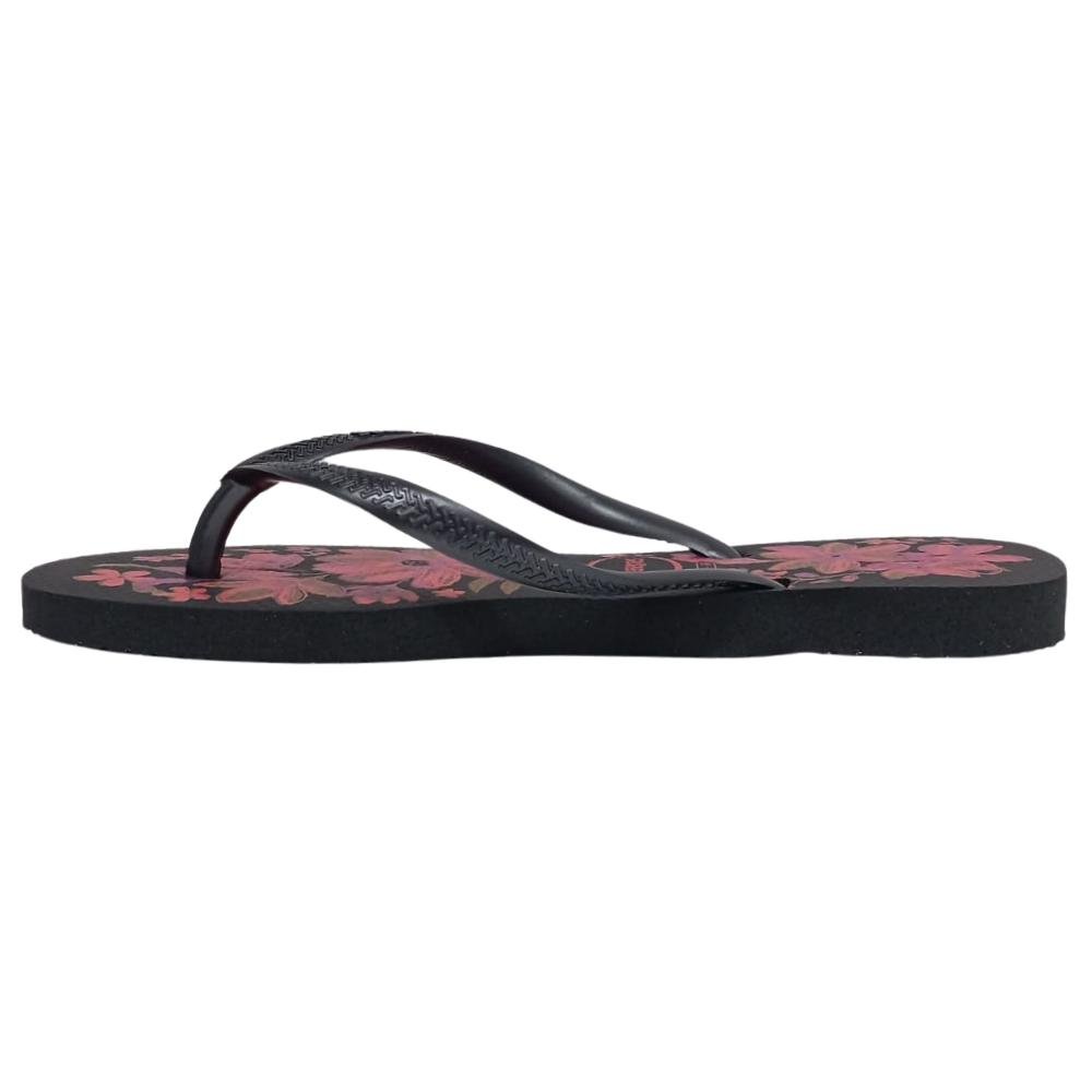 CHINELO HAVAIANAS SLIM FLORAL REF:7009280 FEMININO Preto/Cinza/Ouro 2