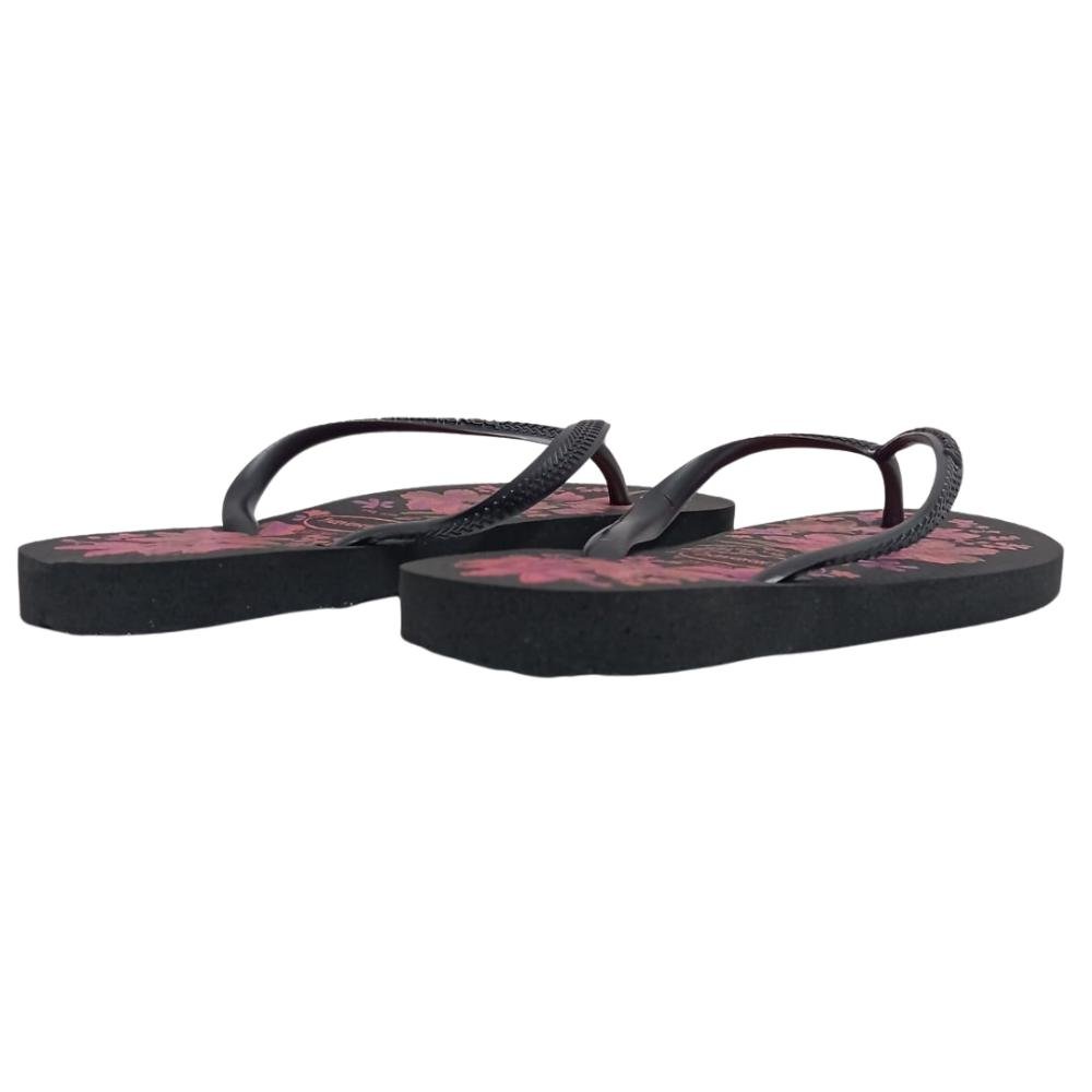 CHINELO HAVAIANAS SLIM FLORAL REF:7009280 FEMININO Preto/Cinza/Ouro 4