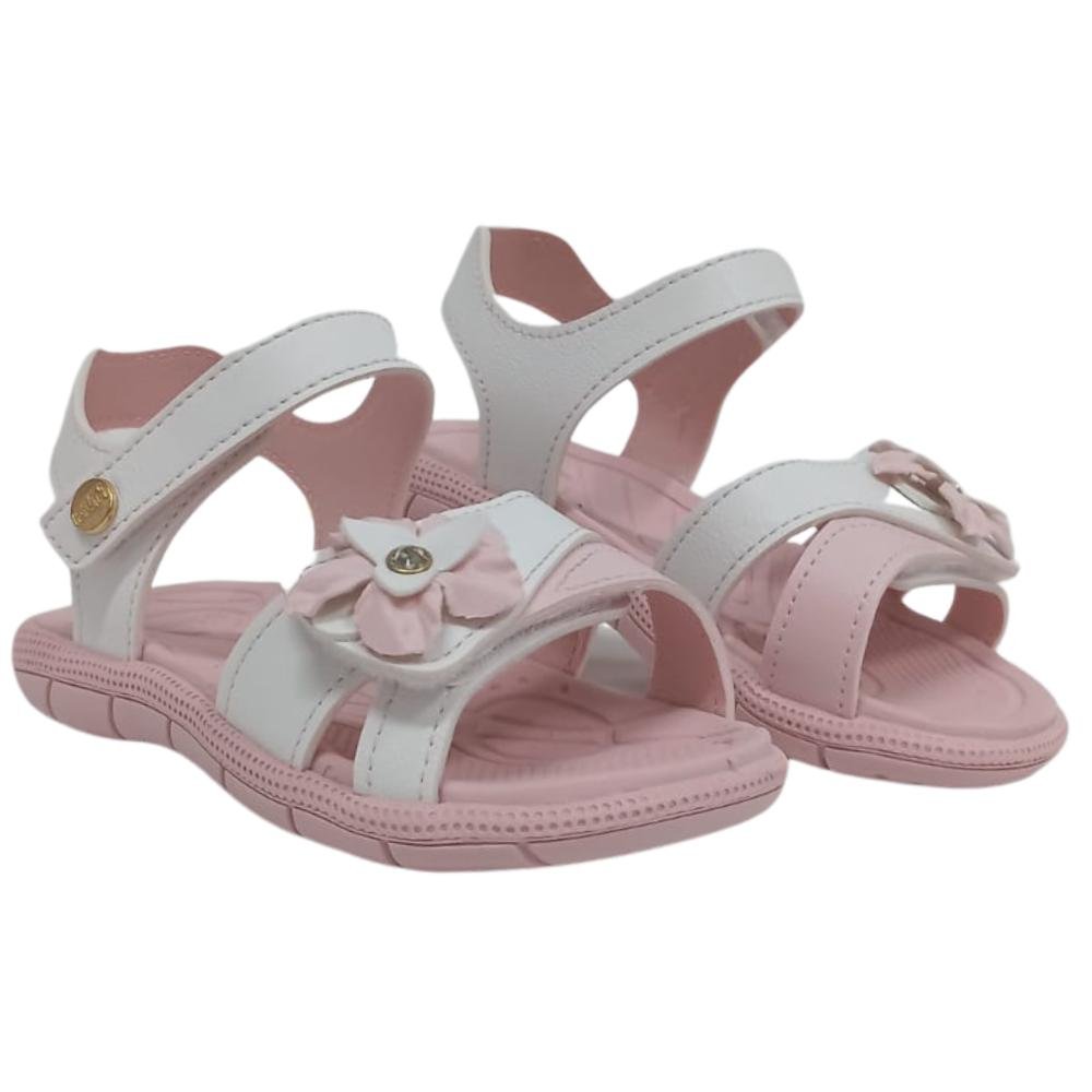 SANDÁLIA KLIN FLOR CALCE FÁCIL REF: 171259 MENINA Branco/Rosa Claro 3