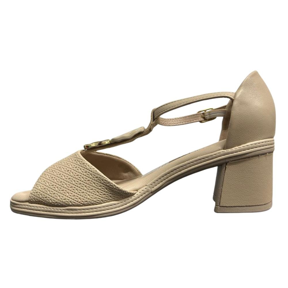 SANDÁLIA PICCADILLY SALTO FIVELA REF:566078 FEMININO Bege 2