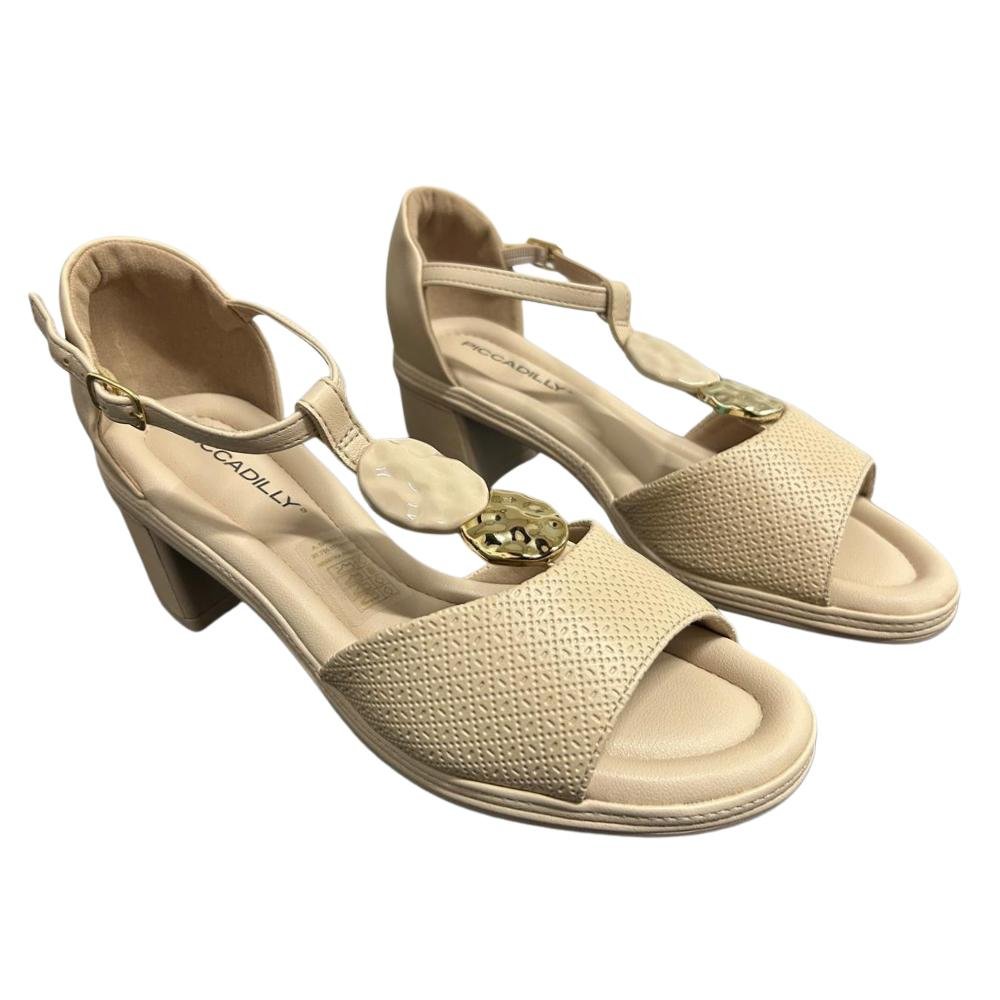 SANDÁLIA PICCADILLY SALTO FIVELA REF:566078 FEMININO Bege 3