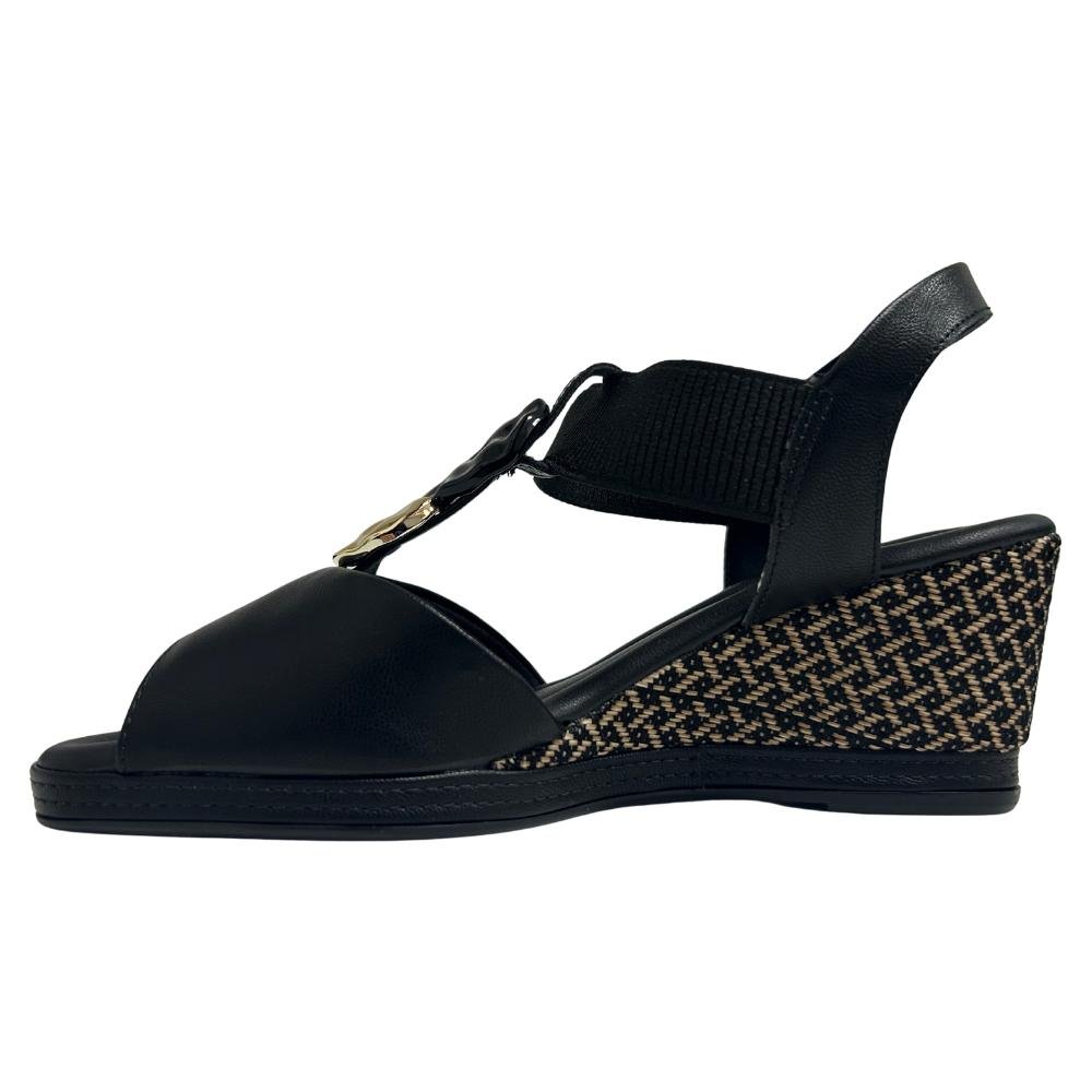 SANDÁLIA PICCADILLY ANABELA REF: 408240 FEMININO Preto 2