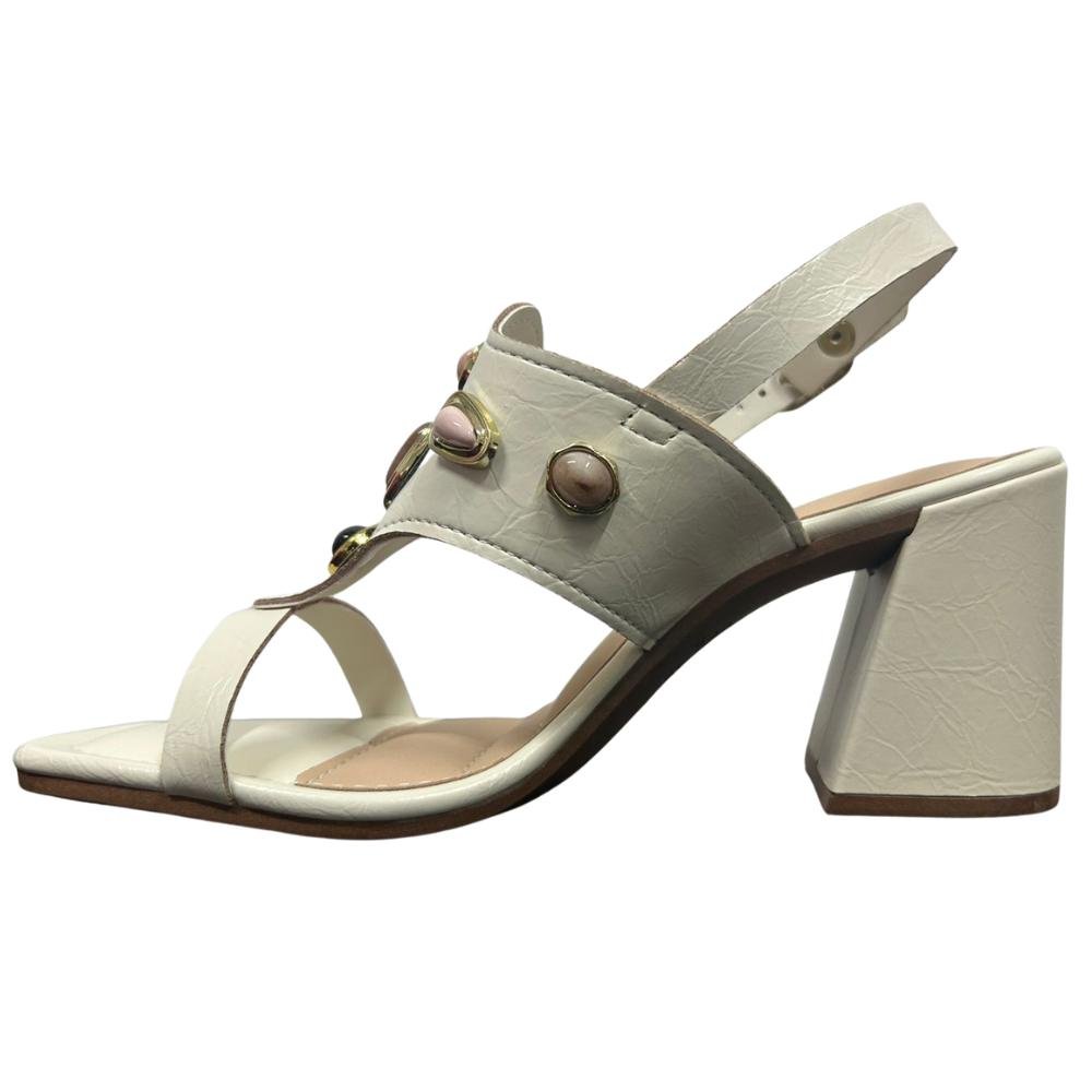 SANDÁLIA DAKOTA VIERI SALTO MÉDIO REF: Y9801 FEMININO Off White 2