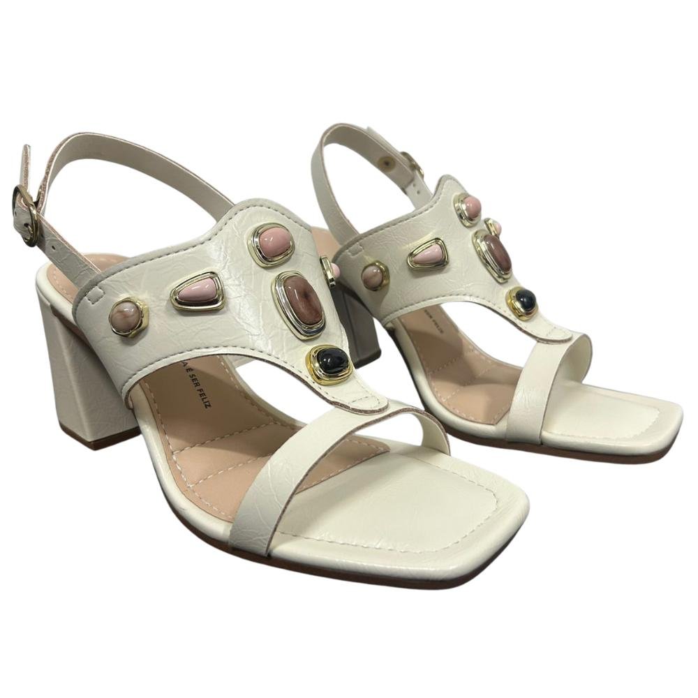 SANDÁLIA DAKOTA VIERI SALTO MÉDIO REF: Y9801 FEMININO Off White 3