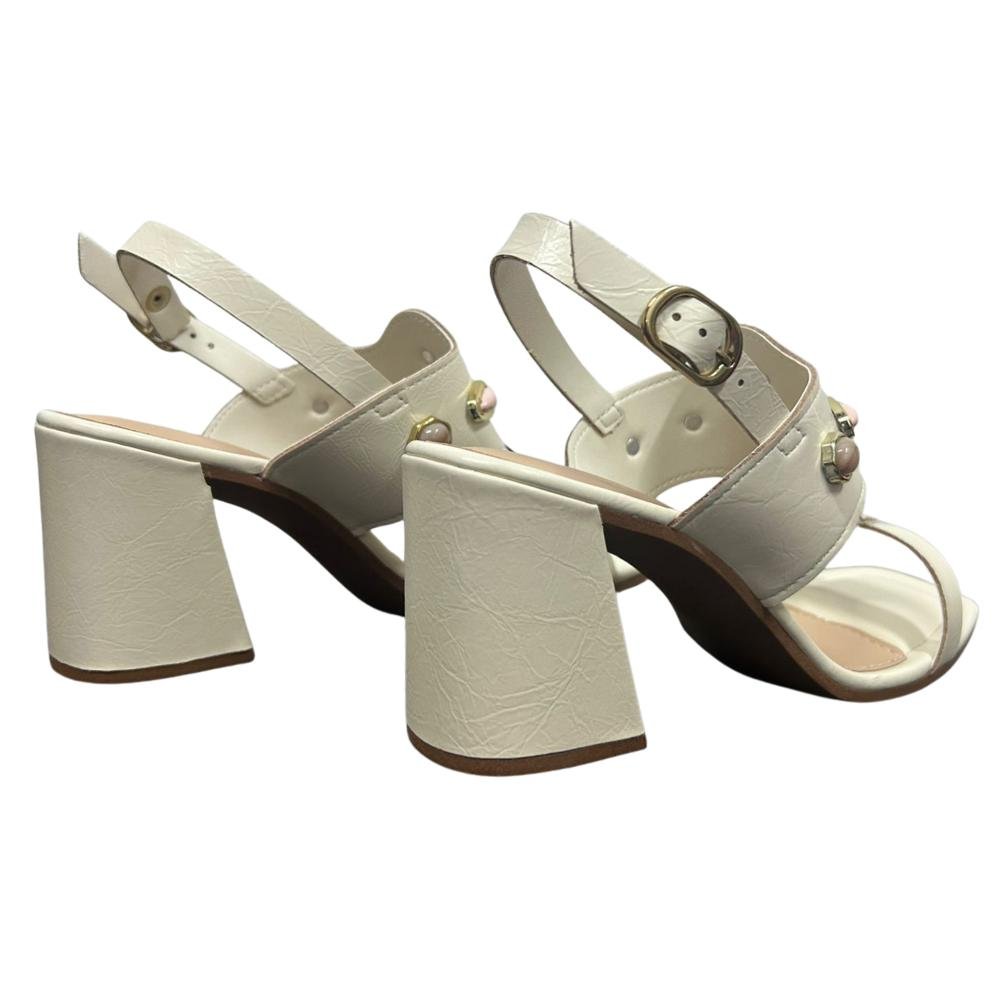 SANDÁLIA DAKOTA VIERI SALTO MÉDIO REF: Y9801 FEMININO Off White 4