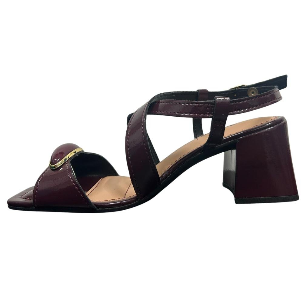 SANDÁLIA DAKOTA MIRAI SALTO BLOCO REF: Y9753 FEMININO Vinho 2