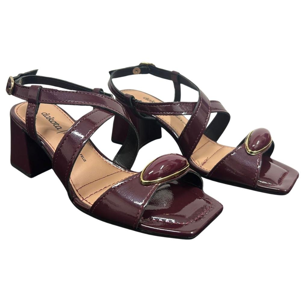 SANDÁLIA DAKOTA MIRAI SALTO BLOCO REF: Y9753 FEMININO Vinho 3
