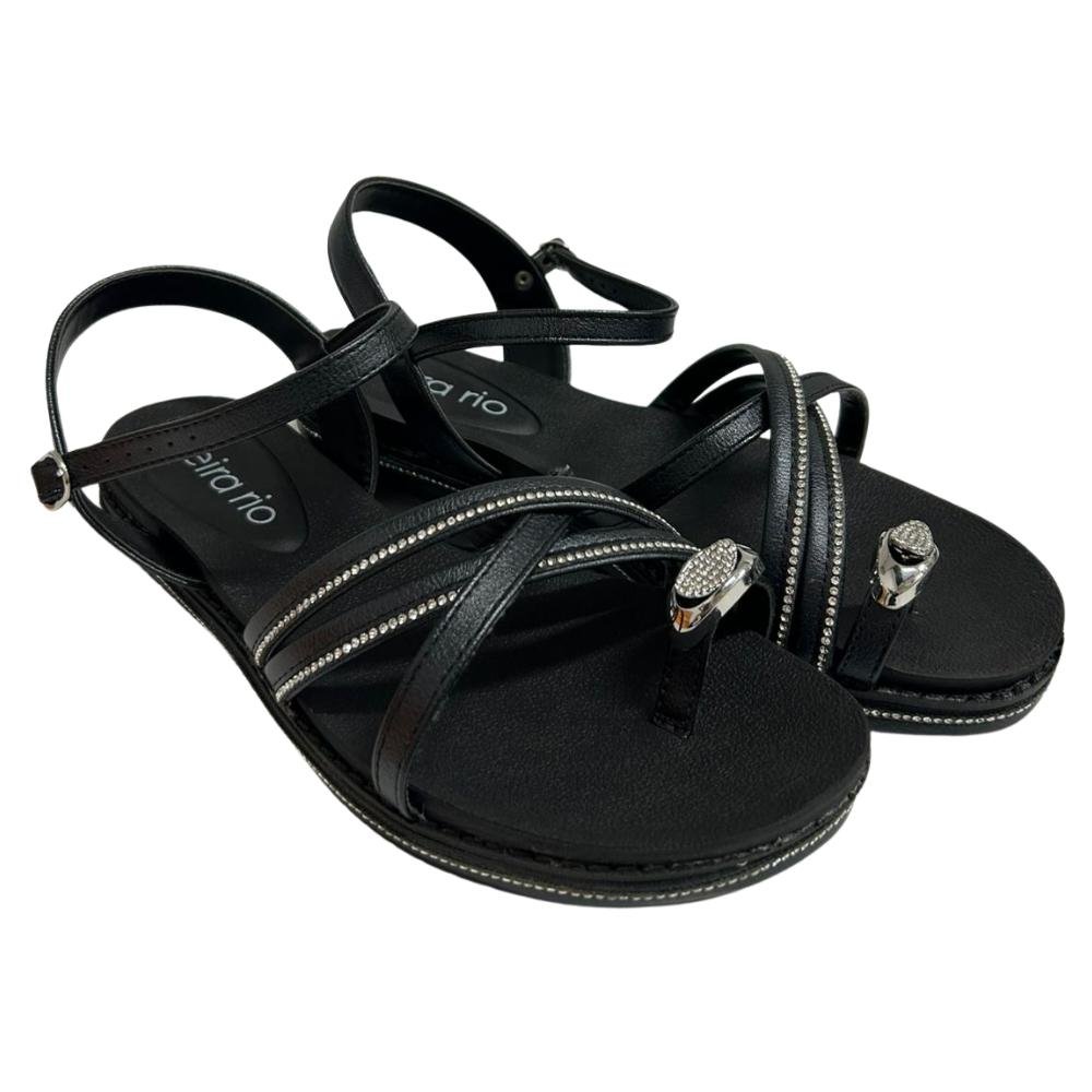 SANDÁLIA BEIRA RIO FIVELA STRASS REF:8565.103 FEMININO Preto 3