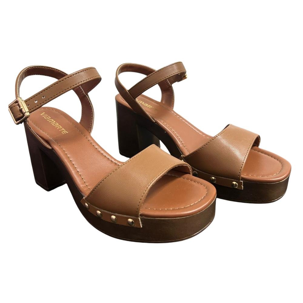 SANDÁLIA VIA MARTE SALTO ALTO REF:311-006 FEMININO Marrom 3