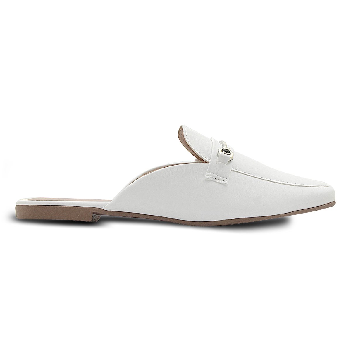 Sapatilha Feminina Mule Footz Bico Quadrado Rasteirinha Lisa Branco 1