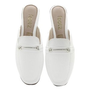 Sapatilha Feminina Mule Footz Bico Quadrado Rasteirinha Lisa Branco 3