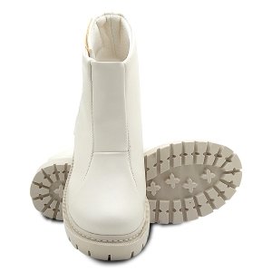 Bota Feminina Coturno Off White Sola Tratorada Cano Curto Branco 4