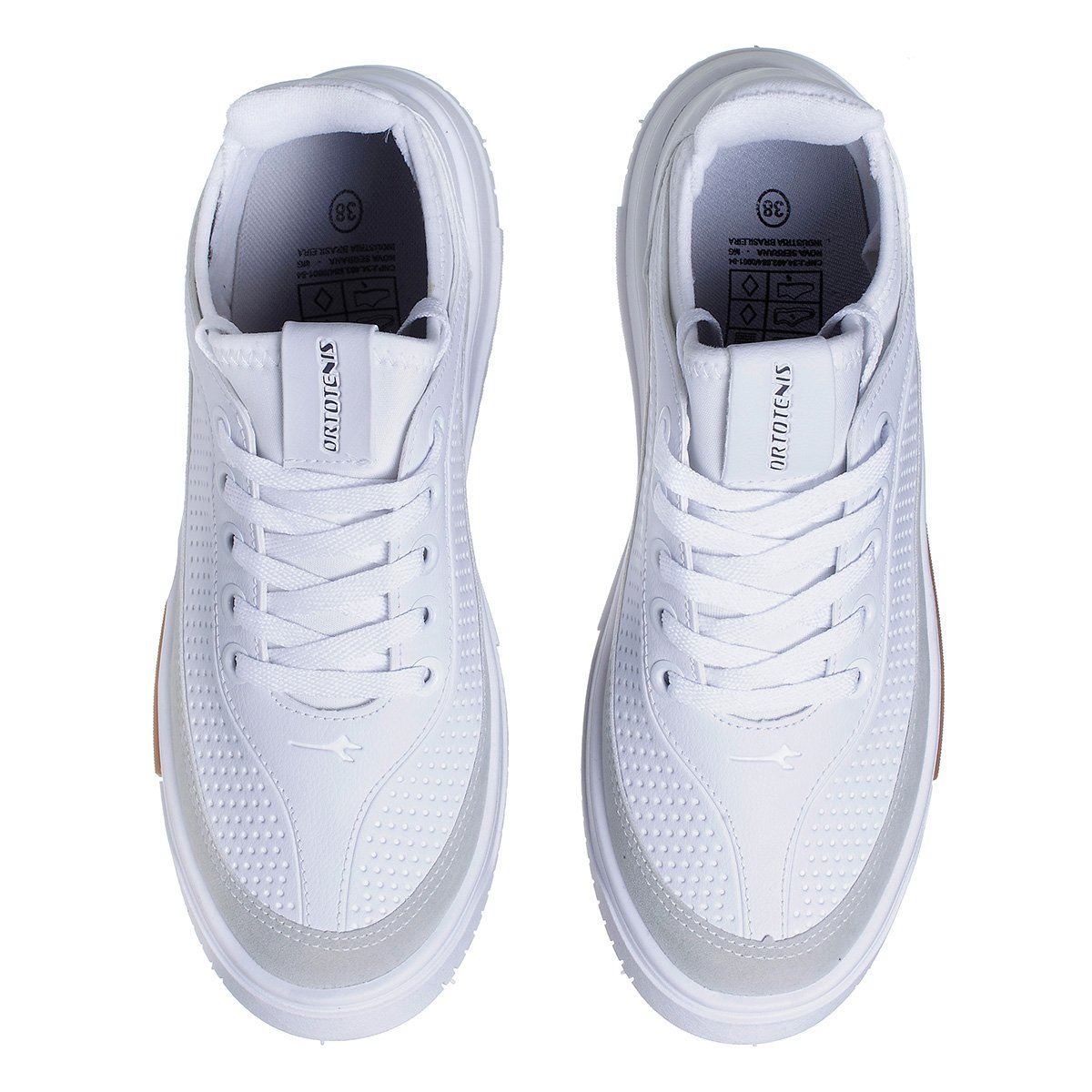 Tenis Masculino Ortotenis Super Confortavel Social Branco Branco 3