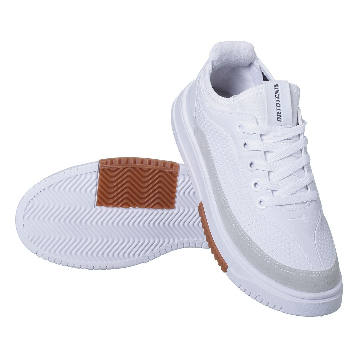 Tenis Masculino Ortotenis Super Confortavel Social Branco Branco 4