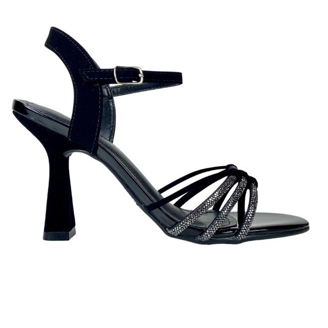 Sandália Via Marte Nobuck/Verniz Preto/Preto Com Strass Preto 1