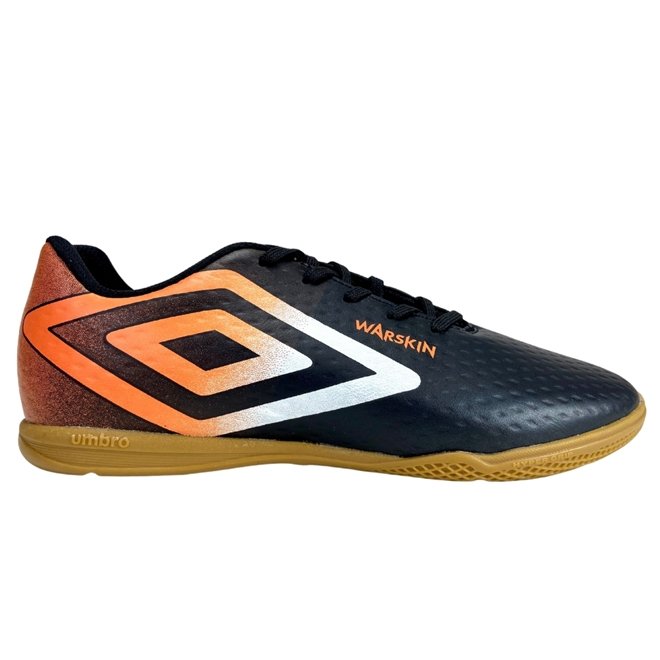 Chuteira Umbro Futsal Warskin Preto/Laranja/Branco Masculino Preto 1