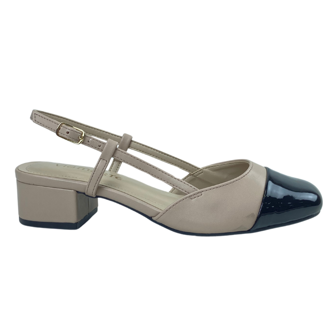 Sapato Via Marte Verniz/Napa Casual Preto/Creme Feminino Bege 1