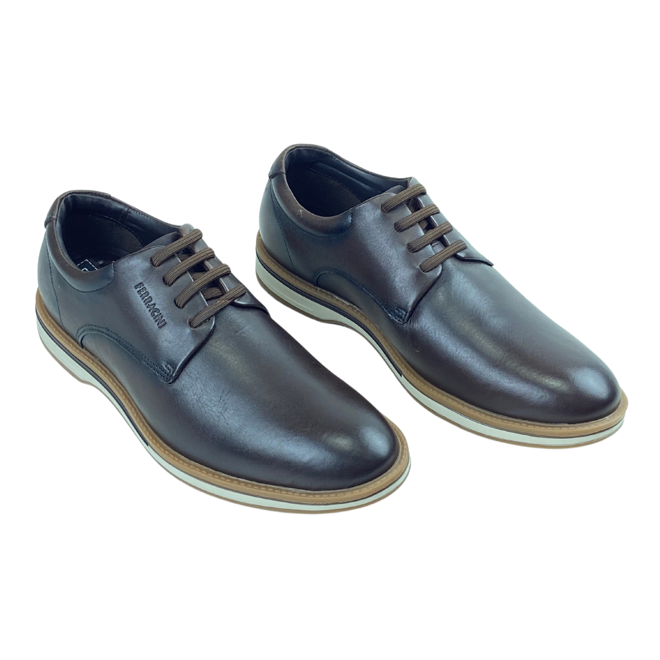 Sapato Ferracini de Couro Firenze Lux Tabaco Marfim/Café Masculino Marrom 2