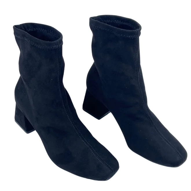 Bota Bebece Camurça Stretch Cano Curto Preto Feminina Preto 2